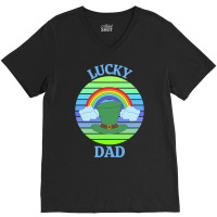 One Lucky Dad T  Shirtone Lucky Dad T  Shirt (5) V-neck Tee | Artistshot