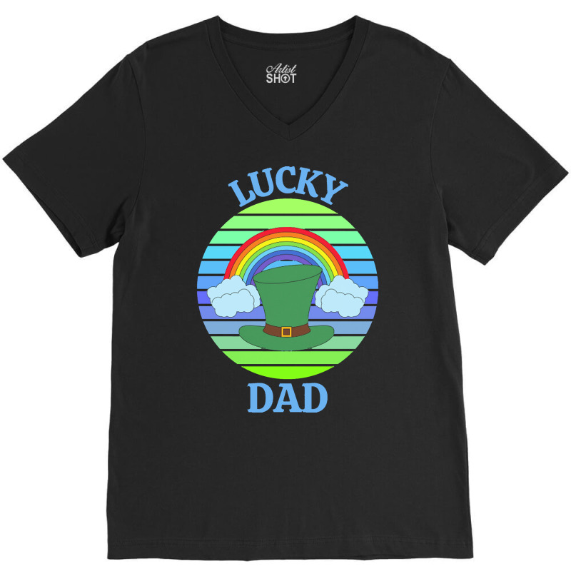 One Lucky Dad T  Shirtone Lucky Dad T  Shirt (5) V-neck Tee | Artistshot