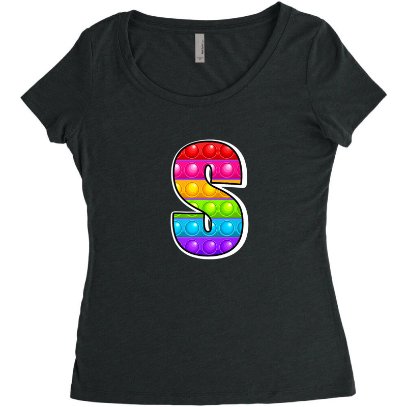 S Cutest Capital Letter S Alphabet Funny Poppin Kids Pop It Women's Triblend Scoop T-shirt by garbaaargouby | Artistshot