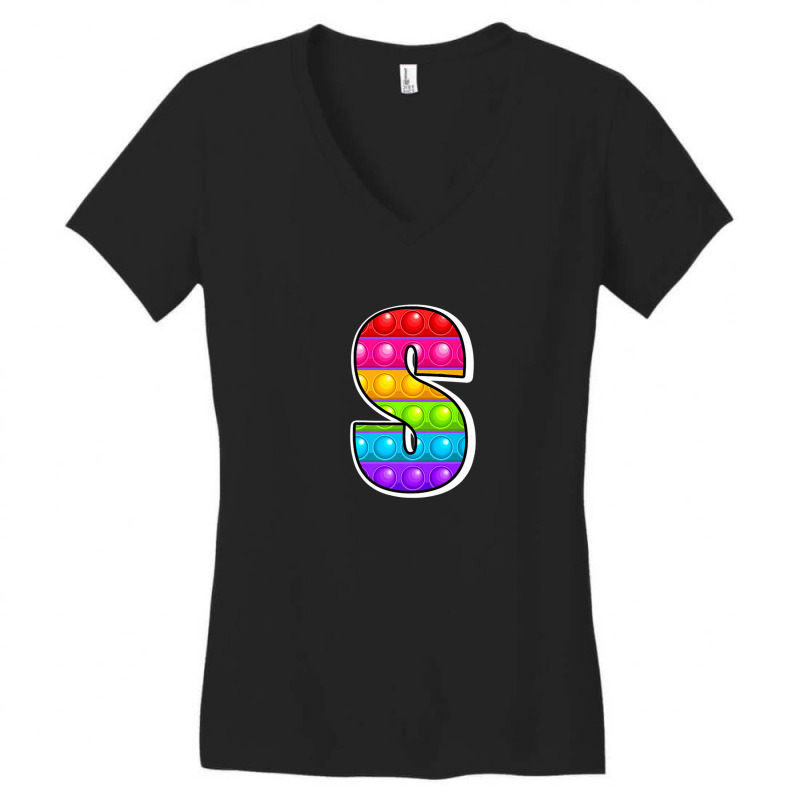 S Cutest Capital Letter S Alphabet Funny Poppin Kids Pop It Women's V-Neck T-Shirt by garbaaargouby | Artistshot