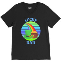 One Lucky Dad T  Shirtone Lucky Dad T  Shirt (7) V-neck Tee | Artistshot