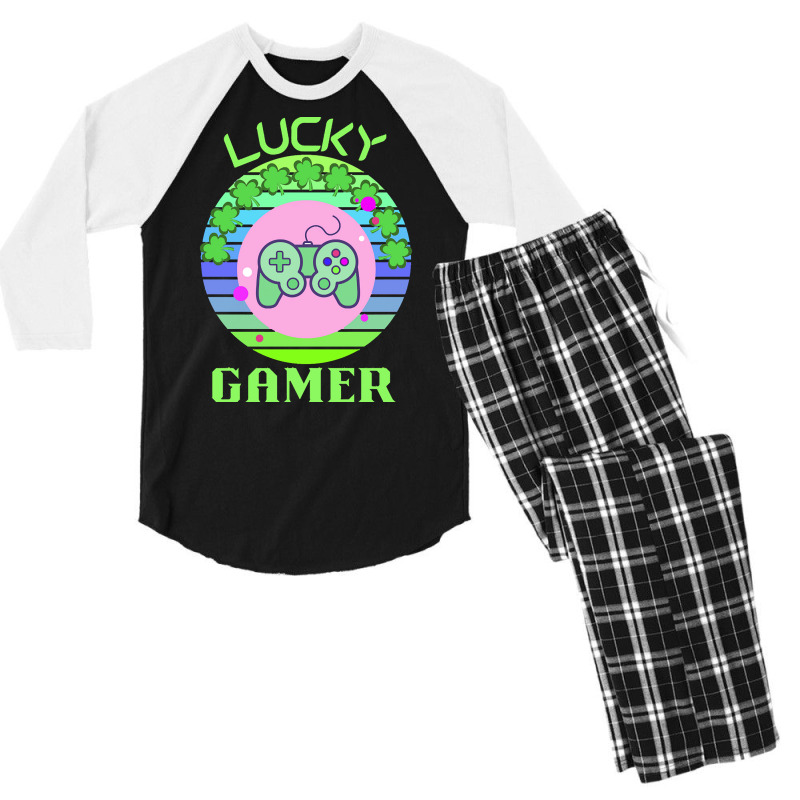 One Lucky Gamer T  Shirtone Lucky Gamer T  Shirt (1) Men's 3/4 Sleeve Pajama Set | Artistshot