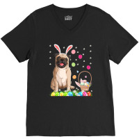 Happy Easter Cute Bunny Dog Pug Wearing Bunny Ears Gift V-neck Tee | Artistshot