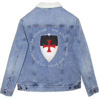 Knights Templar Crusader Motto And Cross Unisex Sherpa-lined Denim Jacket | Artistshot