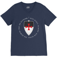 Knights Templar Crusader Motto And Cross V-neck Tee | Artistshot