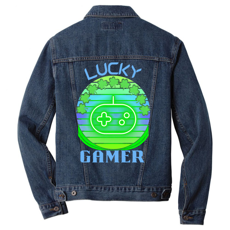 One Lucky Gamer T  Shirtone Lucky Gamer T  Shirt (4) Men Denim Jacket | Artistshot