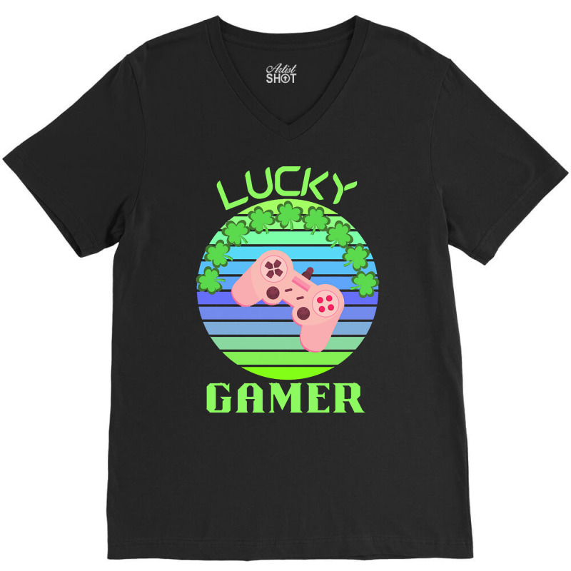 One Lucky Gamer T  Shirtone Lucky Gamer T  Shirt (6) V-neck Tee | Artistshot