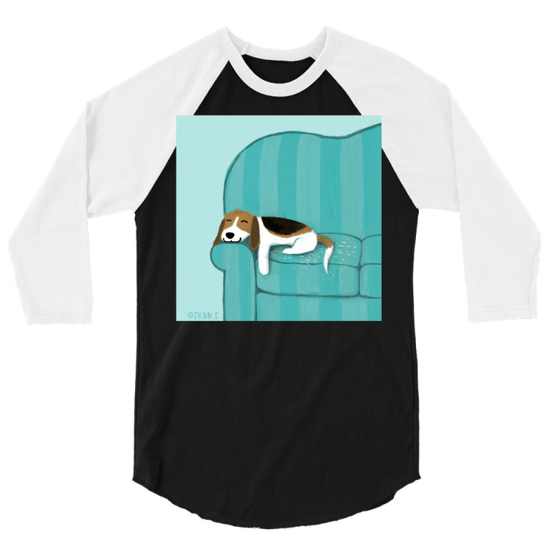 Happy Couch Dog  Cute Beagle 3/4 Sleeve Shirt | Artistshot