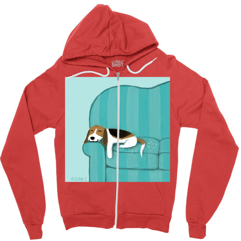 Happy Couch Dog  Cute Beagle Zipper Hoodie | Artistshot