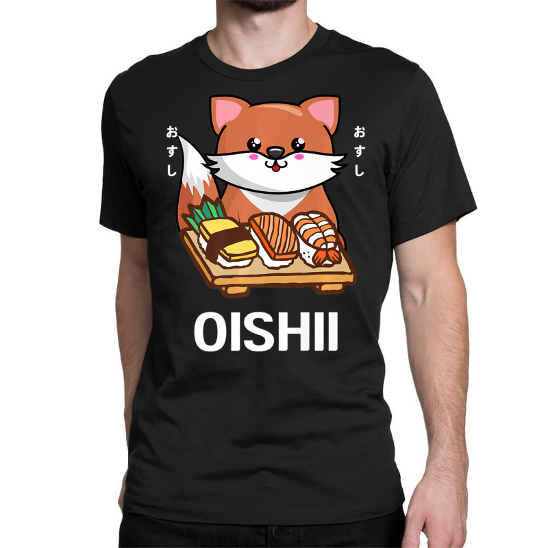 Cute Kawaii Fox Eats Sushi Japanese Food Lover Otaku Classic T-shirt by thanhtran | Artistshot