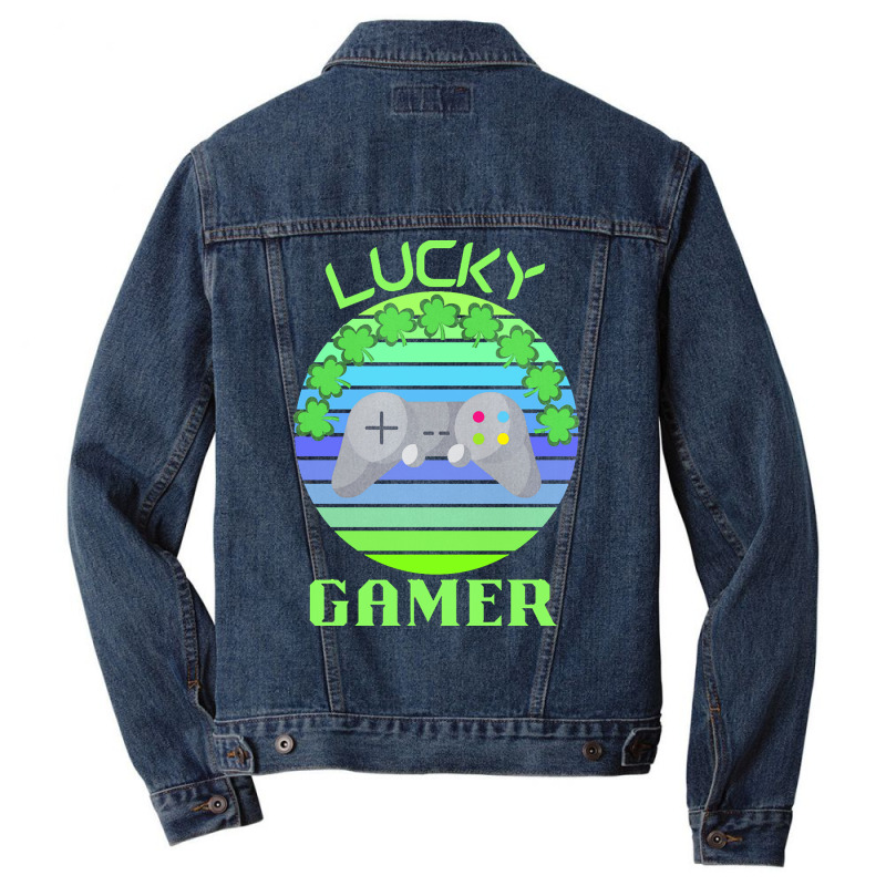 One Lucky Gamer T  Shirtone Lucky Gamer T  Shirt (9) Men Denim Jacket | Artistshot