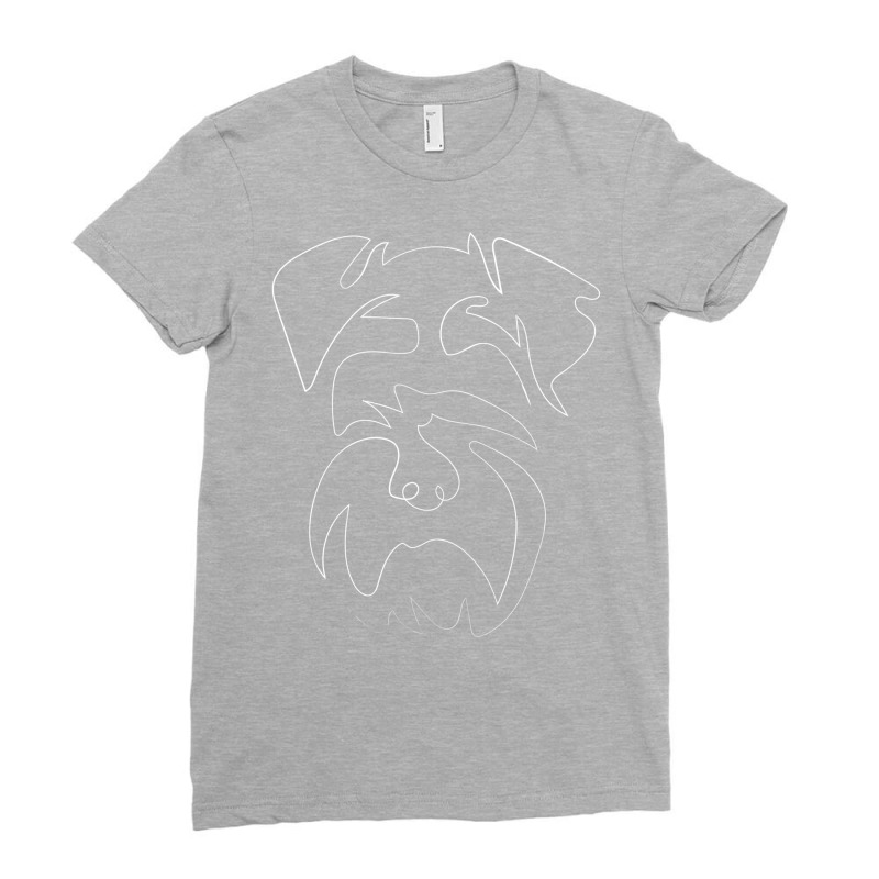 Dog Schnauzer Minimal Line Drawing Contour Face Portrait Ladies Fitted T-Shirt by wojtakkeinav | Artistshot