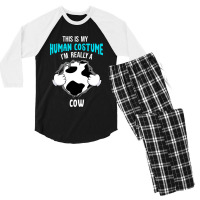 Cow This Is My Human Costume I Am Really A Cow Halloween Men's 3/4 Sleeve Pajama Set | Artistshot