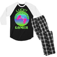 One Lucky Gamer T  Shirtone Lucky Gamer T  Shirt Men's 3/4 Sleeve Pajama Set | Artistshot