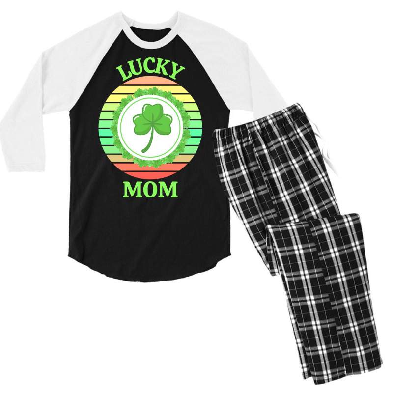 One Lucky Mom T  Shirtone Lucky Mom T  Shirt Men's 3/4 Sleeve Pajama Set | Artistshot