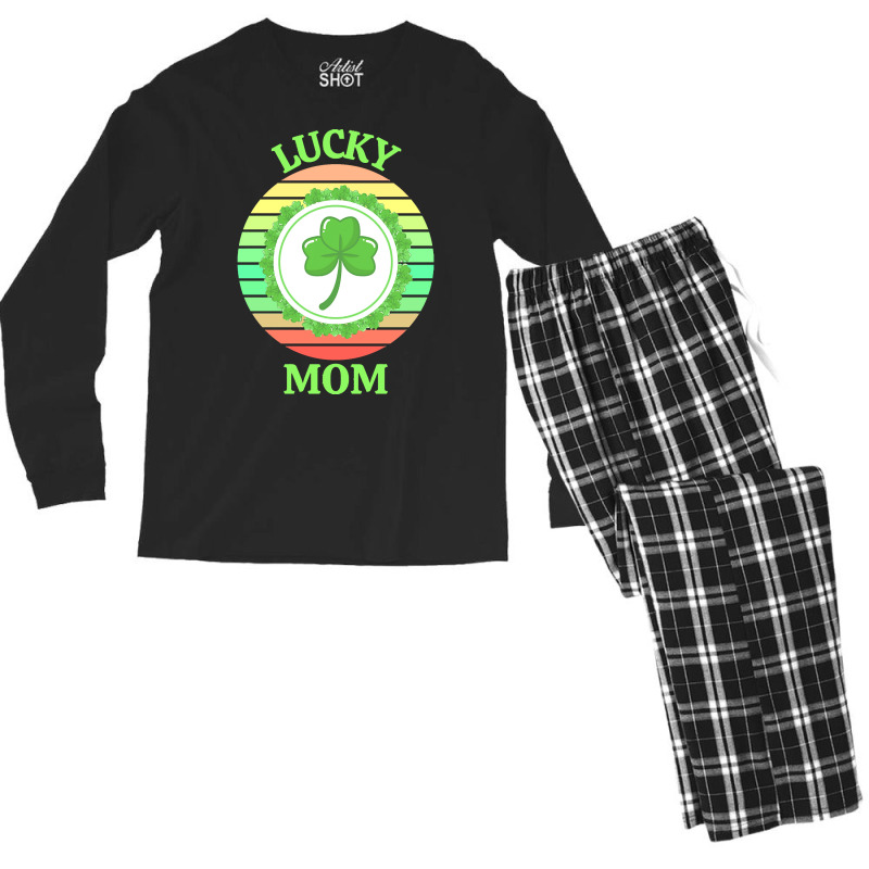 One Lucky Mom T  Shirtone Lucky Mom T  Shirt Men's Long Sleeve Pajama Set | Artistshot