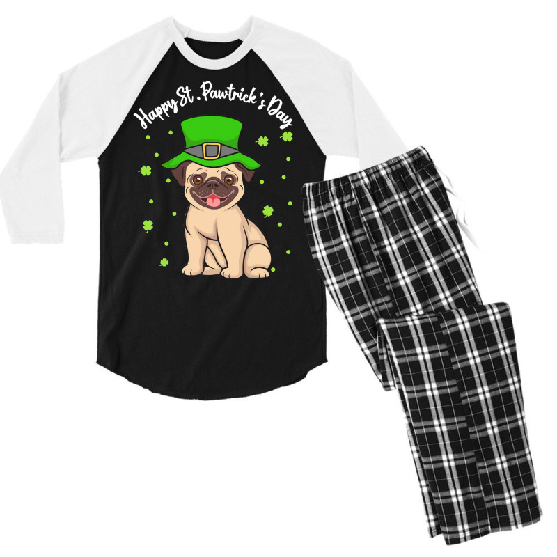 Patricks Day Gift T  Shirt Pug Dogs Lover Funny Irish Shamrock Happy S Men's 3/4 Sleeve Pajama Set | Artistshot