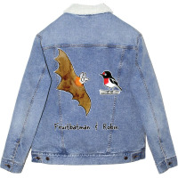 Fruitbatman And Robin   Raising Funds For Bat Conservation And Rescue Unisex Sherpa-lined Denim Jacket | Artistshot