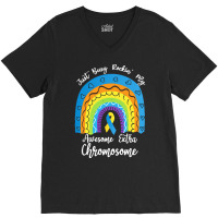 Rainbow Down Syndrome Funny For Kid T  Shirt Just Busy Rockin' My Awes V-neck Tee | Artistshot