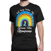 Rainbow Down Syndrome Funny For Kid T  Shirt Just Busy Rockin' My Awes Classic T-shirt | Artistshot