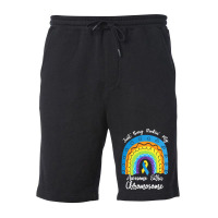 Rainbow Down Syndrome Funny For Kid T  Shirt Just Busy Rockin' My Awes Fleece Short | Artistshot