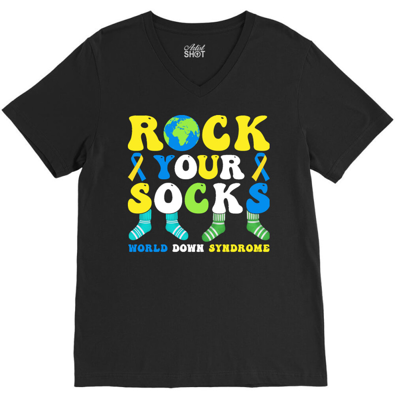 Rock Your Socks World Down Syndrome Day T  Shirt Rock Your Socks World V-neck Tee | Artistshot