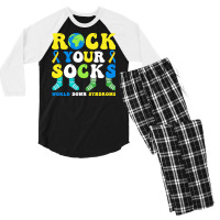 Rock Your Socks World Down Syndrome Day T  Shirt Rock Your Socks World Men's 3/4 Sleeve Pajama Set | Artistshot