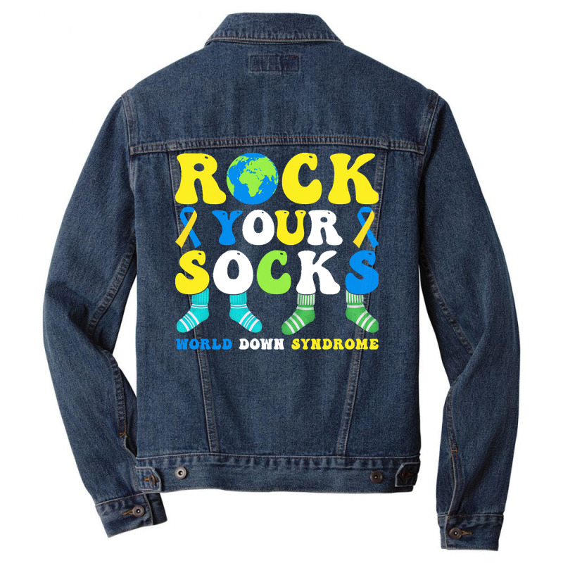 Rock Your Socks World Down Syndrome Day T  Shirt Rock Your Socks World Men Denim Jacket | Artistshot