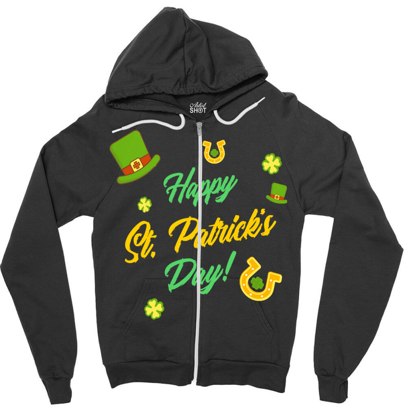 Saint Patricks Day T  Shirt Cute Leprechaun Shamrock Lucky Charm Happy Zipper Hoodie | Artistshot