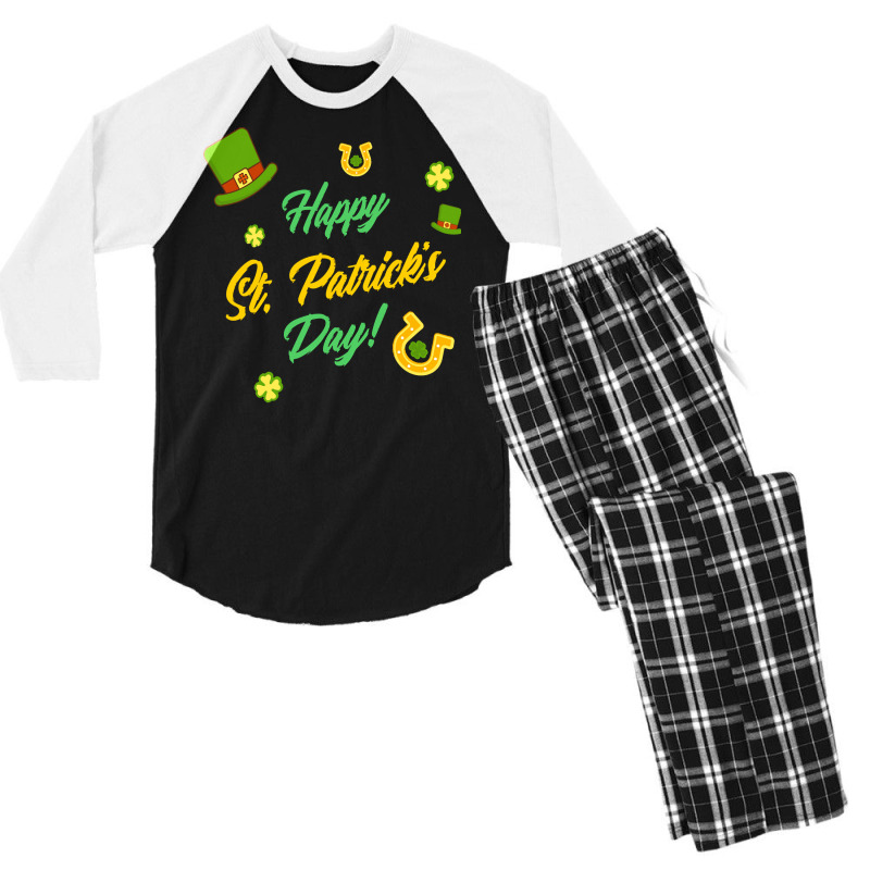 Saint Patricks Day T  Shirt Cute Leprechaun Shamrock Lucky Charm Happy Men's 3/4 Sleeve Pajama Set | Artistshot