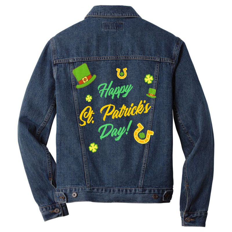 Saint Patricks Day T  Shirt Cute Leprechaun Shamrock Lucky Charm Happy Men Denim Jacket | Artistshot