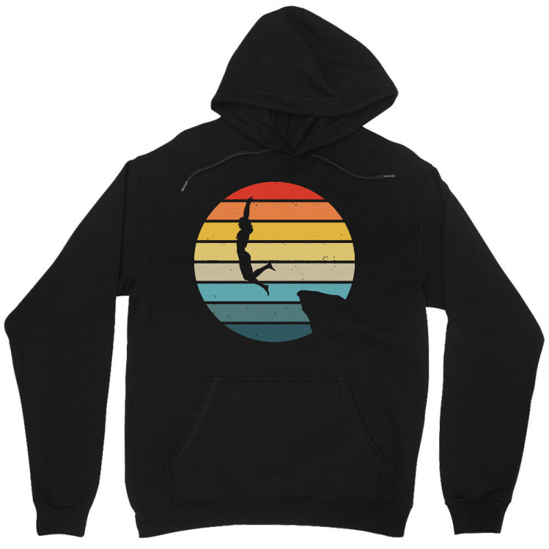 Scuba Diving T  Shirt Cliff Diving Silhouette On A Distressed Retro Su Unisex Hoodie | Artistshot