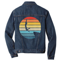 Scuba Diving T  Shirt Cliff Diving Silhouette On A Distressed Retro Su Men Denim Jacket | Artistshot