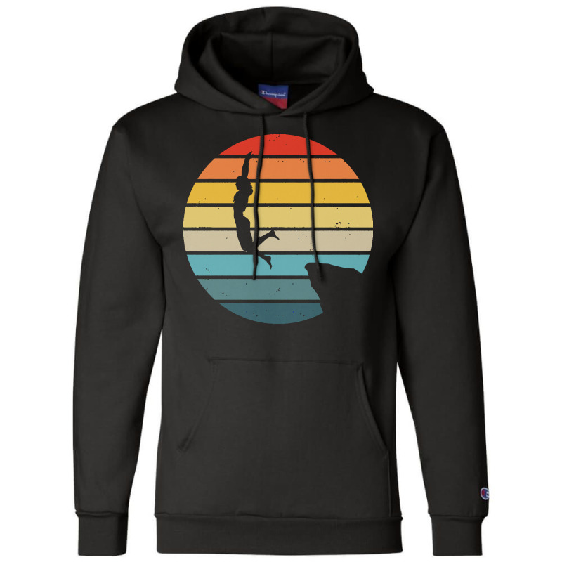 Scuba Diving T  Shirt Cliff Diving Silhouette On A Distressed Retro Su Champion Hoodie | Artistshot