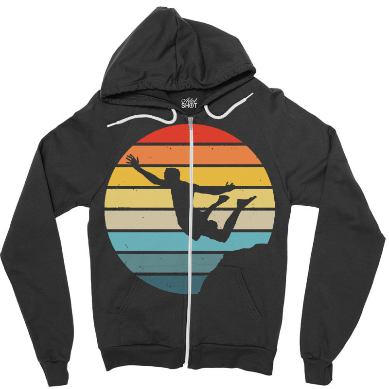 Scuba Diving T  Shirt Cliff Diving Silhouette On A Distressed Retro Su Zipper Hoodie | Artistshot