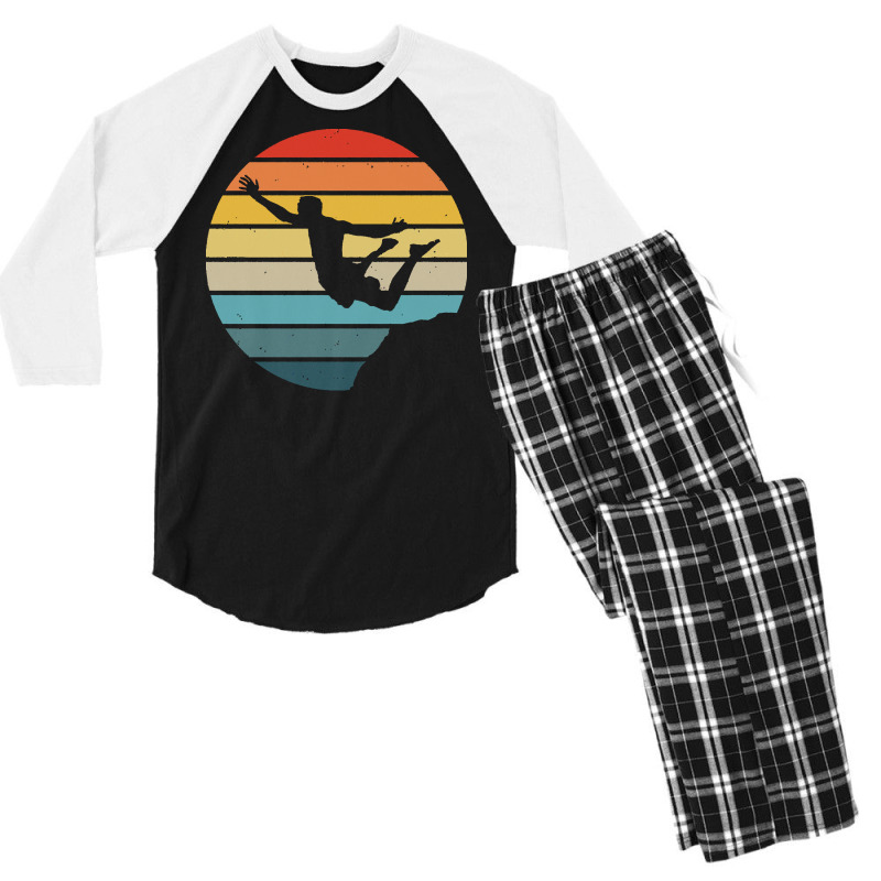 Scuba Diving T  Shirt Cliff Diving Silhouette On A Distressed Retro Su Men's 3/4 Sleeve Pajama Set | Artistshot