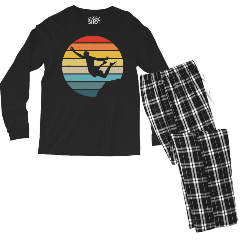 Scuba Diving T  Shirt Cliff Diving Silhouette On A Distressed Retro Su Men's Long Sleeve Pajama Set | Artistshot