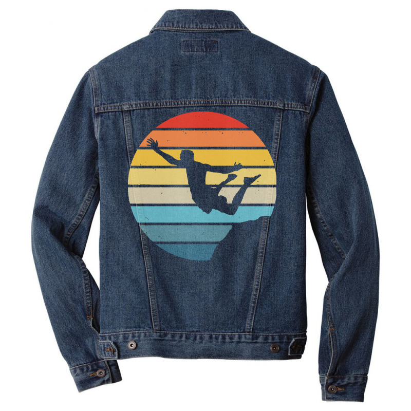 Scuba Diving T  Shirt Cliff Diving Silhouette On A Distressed Retro Su Men Denim Jacket | Artistshot