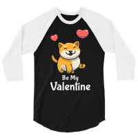 Shiba Inu Lovers T  Shirt Cute Shiba Inu Dog With Red Heart Be My Vale 3/4 Sleeve Shirt | Artistshot