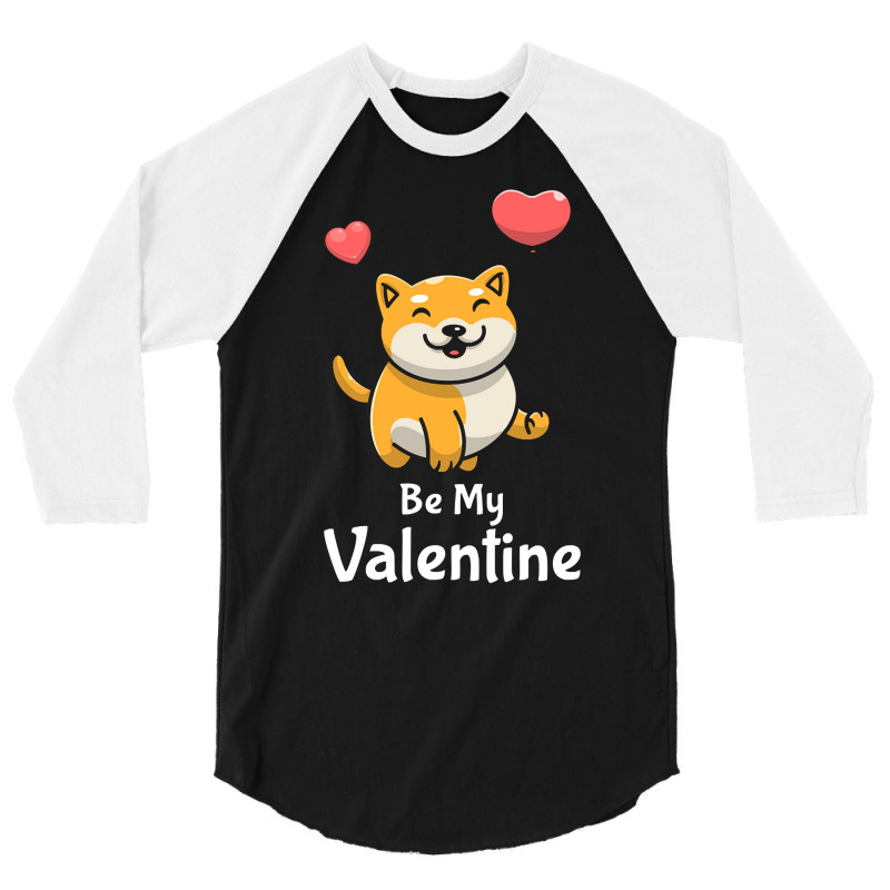 Shiba Inu Lovers T  Shirt Cute Shiba Inu Dog With Red Heart Be My Vale 3/4 Sleeve Shirt | Artistshot