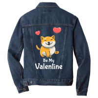 Shiba Inu Lovers T  Shirt Cute Shiba Inu Dog With Red Heart Be My Vale Men Denim Jacket | Artistshot