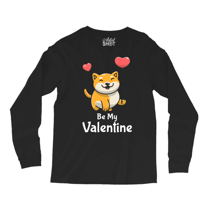 Shiba Inu Lovers T  Shirt Cute Shiba Inu Dog With Red Heart Be My Vale Long Sleeve Shirts | Artistshot