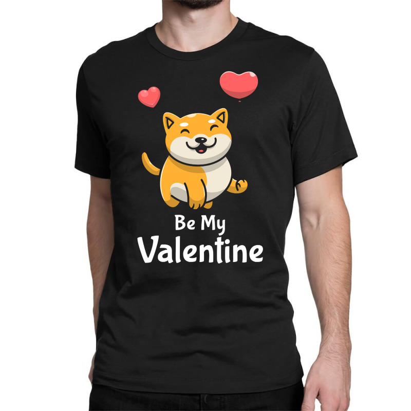 Shiba Inu Lovers T  Shirt Cute Shiba Inu Dog With Red Heart Be My Vale Classic T-shirt | Artistshot