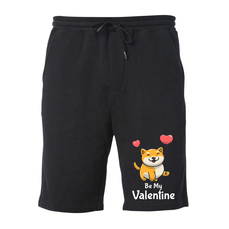 Shiba Inu Lovers T  Shirt Cute Shiba Inu Dog With Red Heart Be My Vale Fleece Short | Artistshot