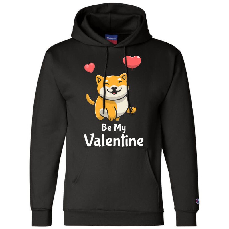 Shiba Inu Lovers T  Shirt Cute Shiba Inu Dog With Red Heart Be My Vale Champion Hoodie | Artistshot