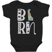 Limited Edition Born Delaware In Art Block Letters Baby Bodysuit | Artistshot