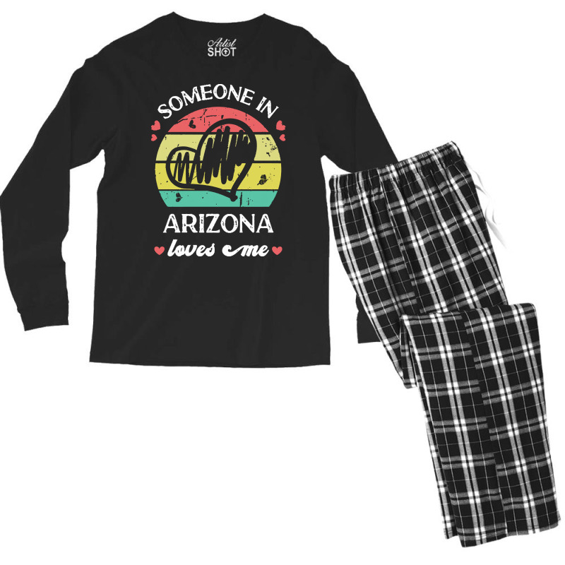 Someone In Arizona Loves Me T  Shirt Someone In Arizona Loves Me Funny Men's Long Sleeve Pajama Set | Artistshot