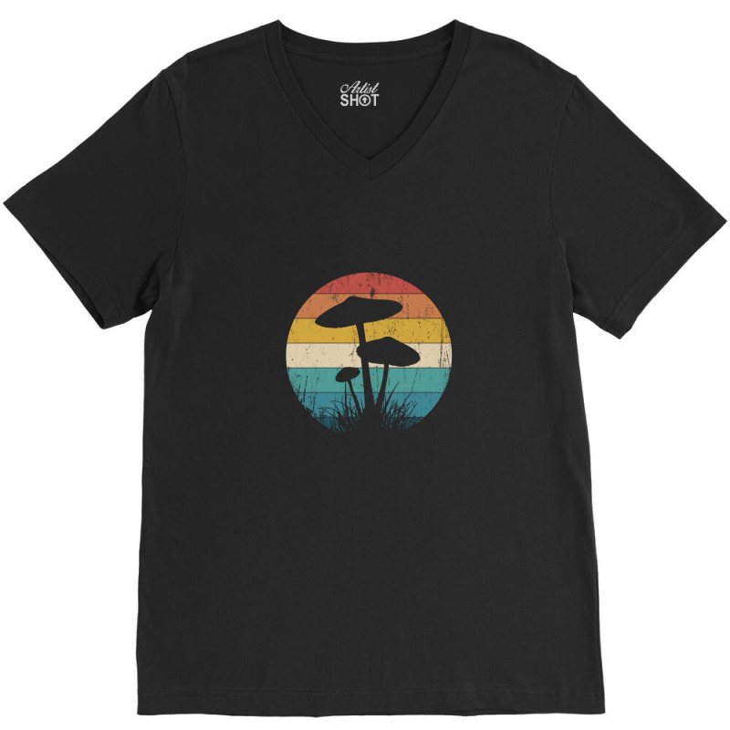 Retro Psychedelic Mushroom Shrooms Forager Magic Mycology V-Neck Tee by JasonJoplin | Artistshot