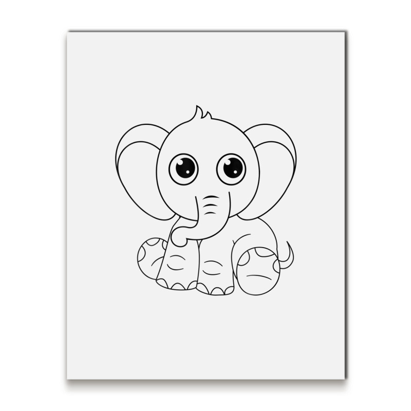 Cute Elephant Sitting Down Metal Print Vertical | Artistshot