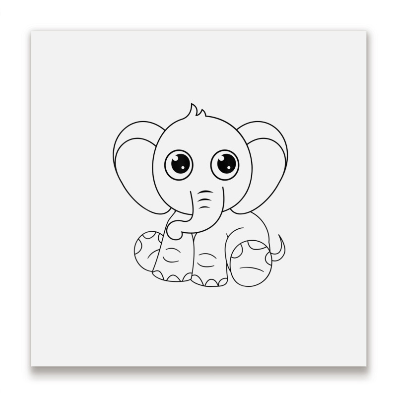 Cute Elephant Sitting Down Metal Print Square | Artistshot